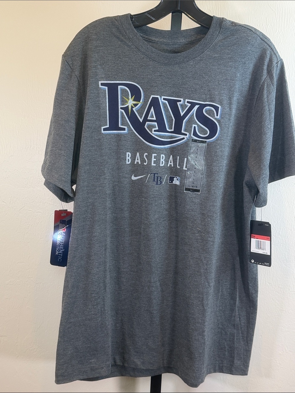 Nike Tampa Bay Rays Heather Gray Logo Tee NWT